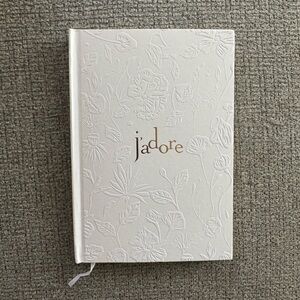 J’Adore by Dior White Embossed Floral Hardcover Journal with Gold Logo